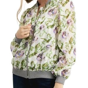 INC INTERNATIONAL CONCEPTS Organza Mayfair Garden Pattern Bomber Jacket